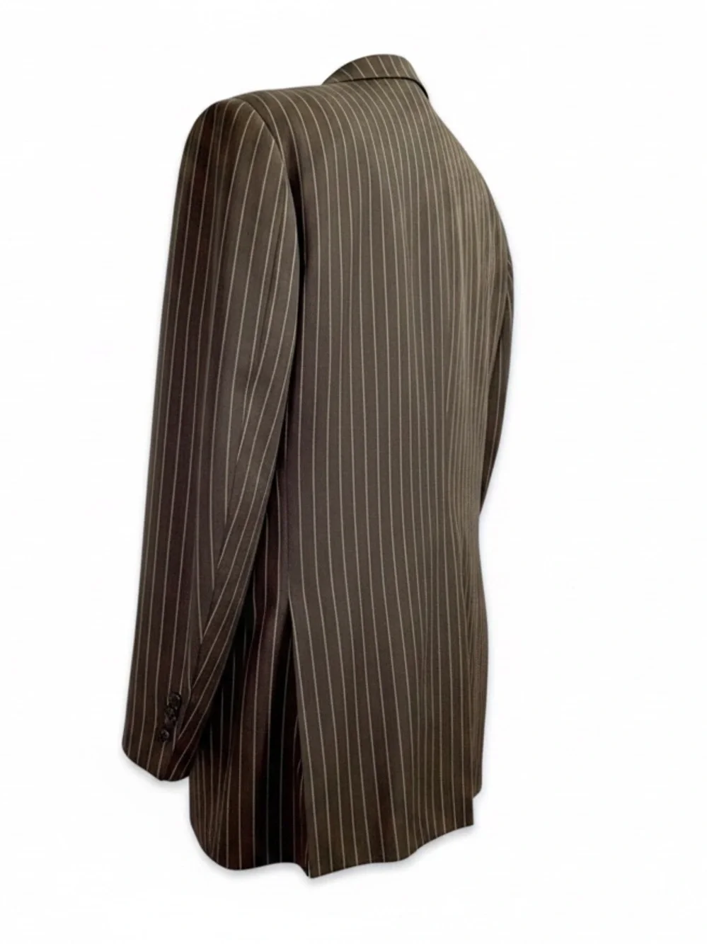 Bijan Men's Suit | Brown w/ Gold Pinstripes |  Super-Luxury | Custom Tailored